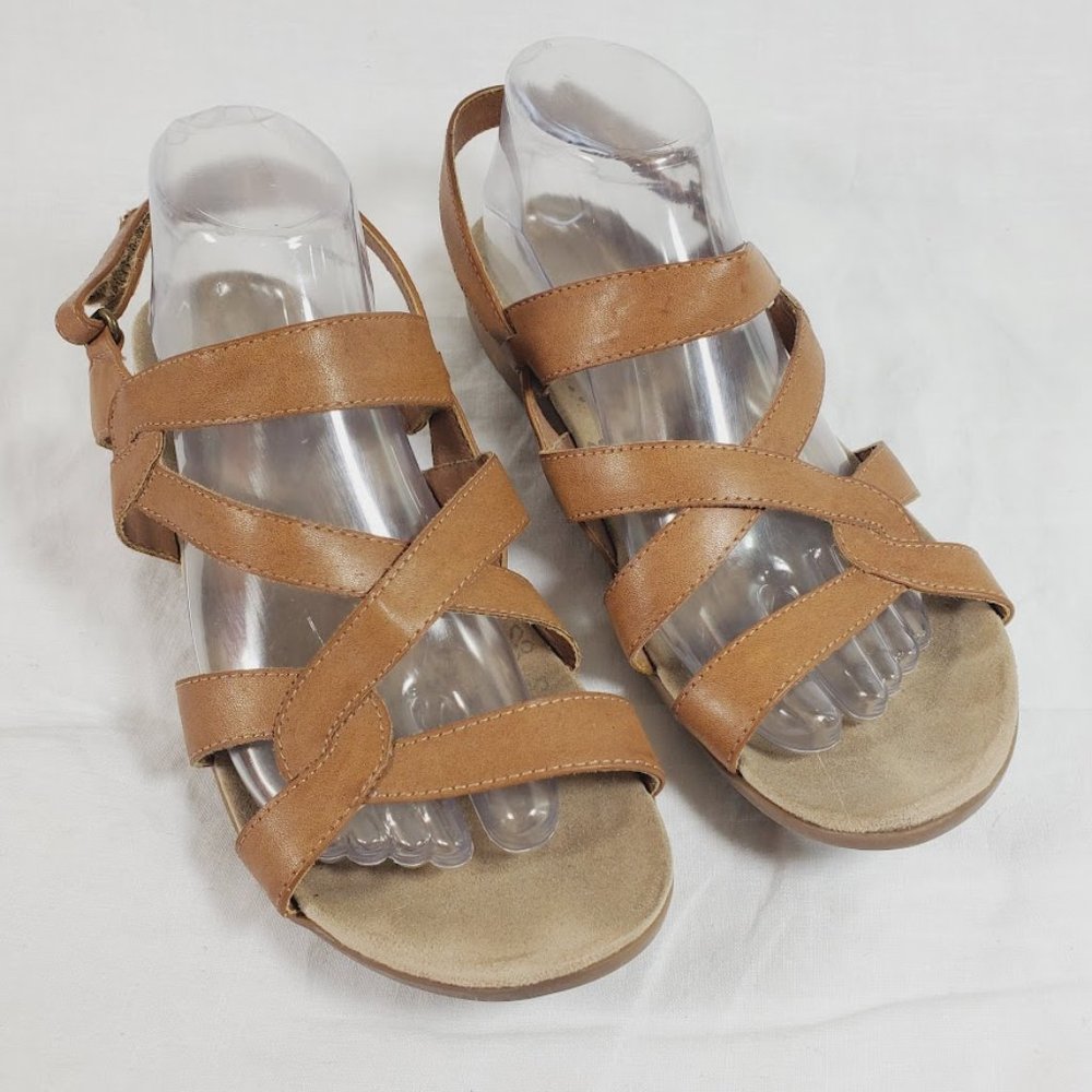Baretraps Juliana Tan Leather Sandals Size 9W 9 Wide
